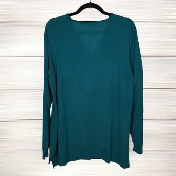 Marina Rinaldi Sport Sweater Tunic Deep Sea Green A-line Cowl Neck M US 12-14 - Picture 7 of 12